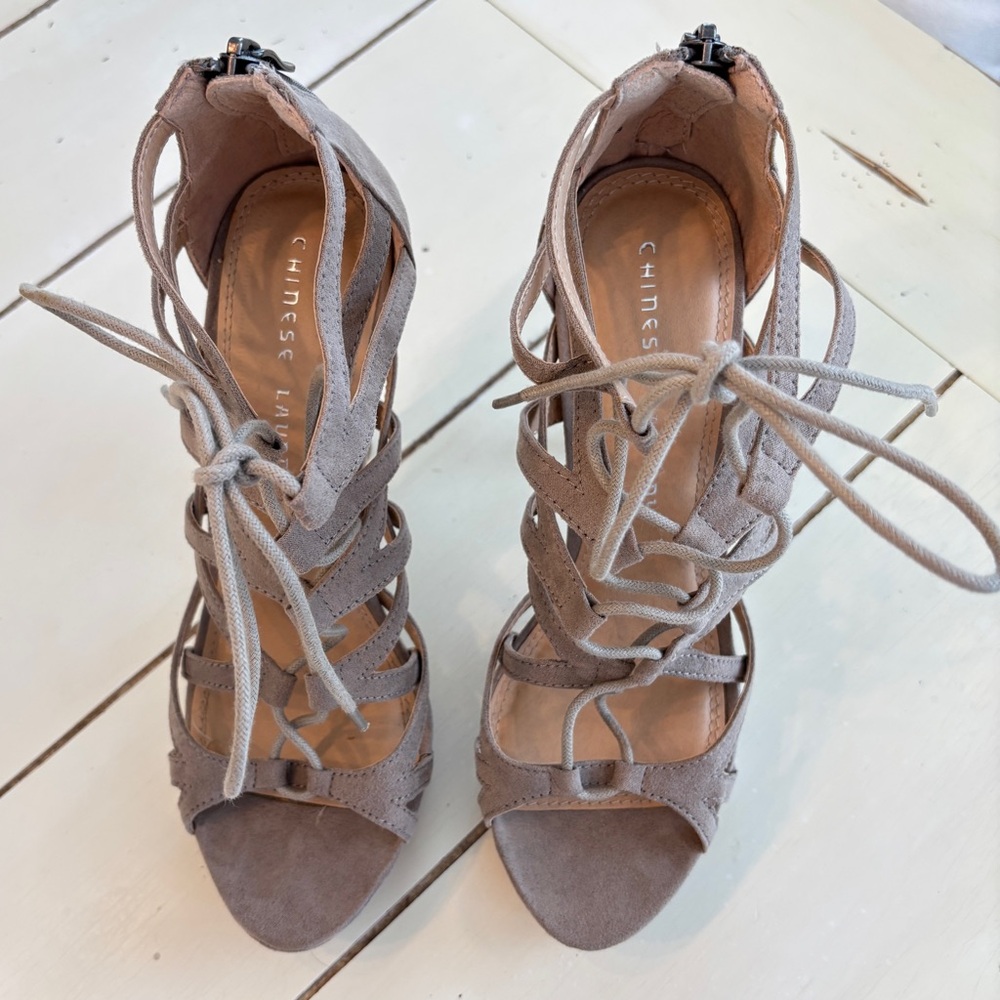 Chinese Laundry Strappy Sandal Heels Women’s 7.5 Beige Taupe - Picture 11 of 16